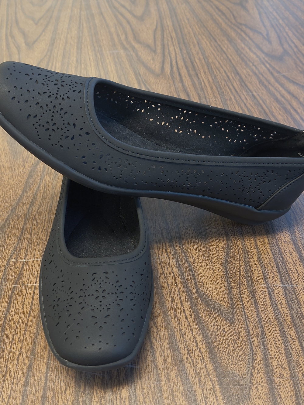 Easy Spirit Black Laser-Cut Slip-On Flats
